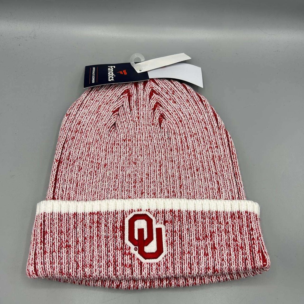 Oklahoma Sooners NCAA Hat Men Red Knit Fanatics Cuffed Beanie Cap New
